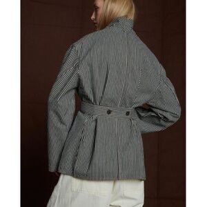 Soeur Denim belted striped chore Jacket
